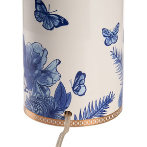 Chelsea House Butterfly Ceramic Table Lamp By Lisa Kahn – 28" Blue & White Floral Butterfly Design With Gold Accents 70388