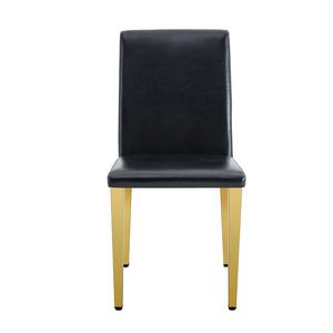 English Elm Table and Chair Set Extendable Round Mdf Top Gold Legs Four Pu Dining Seats Black,White+Gold W1151S04830