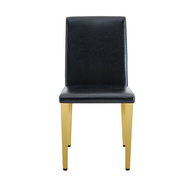 English Elm Table and Chair Set Extendable Round Mdf Top Gold Legs Four Pu Dining Seats Black,White+Gold W1151S04830