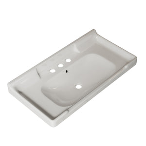 English Elm VICI 36" Bathroom Ceramic Basin with 3 Pre-Drilled Holes and Overflow — Retro-Modern Timeless Design White W2615P226055