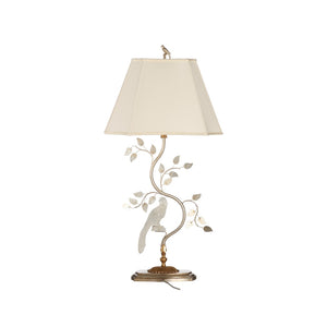 Chelsea House Crystal Bird Lamp Right — Antique Silver Leaf Table Lamp With Crystal Accents, Bird Finial, 36.5"H Elegance 70392