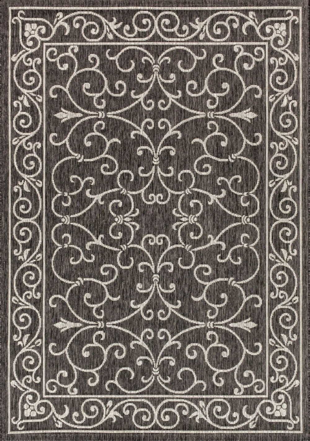 HomeRoots 5' X 8' Black and Gray Medallion Area Rug - Stylish, Durable, Versatile for Indoor & Outdoor Use 703926