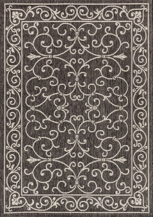 HomeRoots 5' X 8' Black and Gray Medallion Area Rug - Stylish, Durable, Versatile for Indoor & Outdoor Use 703926