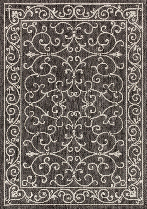 HomeRoots 5' X 8' Black and Gray Medallion Area Rug - Stylish, Durable, Versatile for Indoor & Outdoor Use 703926