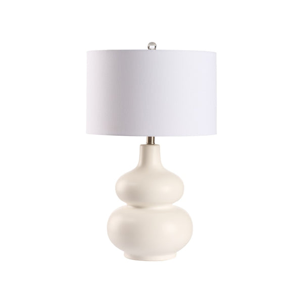 Chelsea House Roberta Sculptural Table Lamp — White High-Gloss Ceramic, 27" Ambient Glow For Modern & Classic Rooms 70393