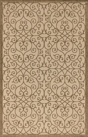 HomeRoots 5' X 8' Beige and Brown Geometric Area Rug - Stylish, Weather-Resistant Design for Indoor & Outdoor Use 703936