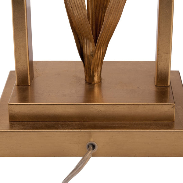 Chelsea House Cain Porcelain Tulip Lamp By Bill Cain — Hand-Painted Gold Stem, Antique Gold Leaf & Matte White Glaze, 34.5" Tall 70395