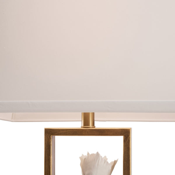 Chelsea House Cain Porcelain Tulip Lamp By Bill Cain — Hand-Painted Gold Stem, Antique Gold Leaf & Matte White Glaze, 34.5" Tall 70395
