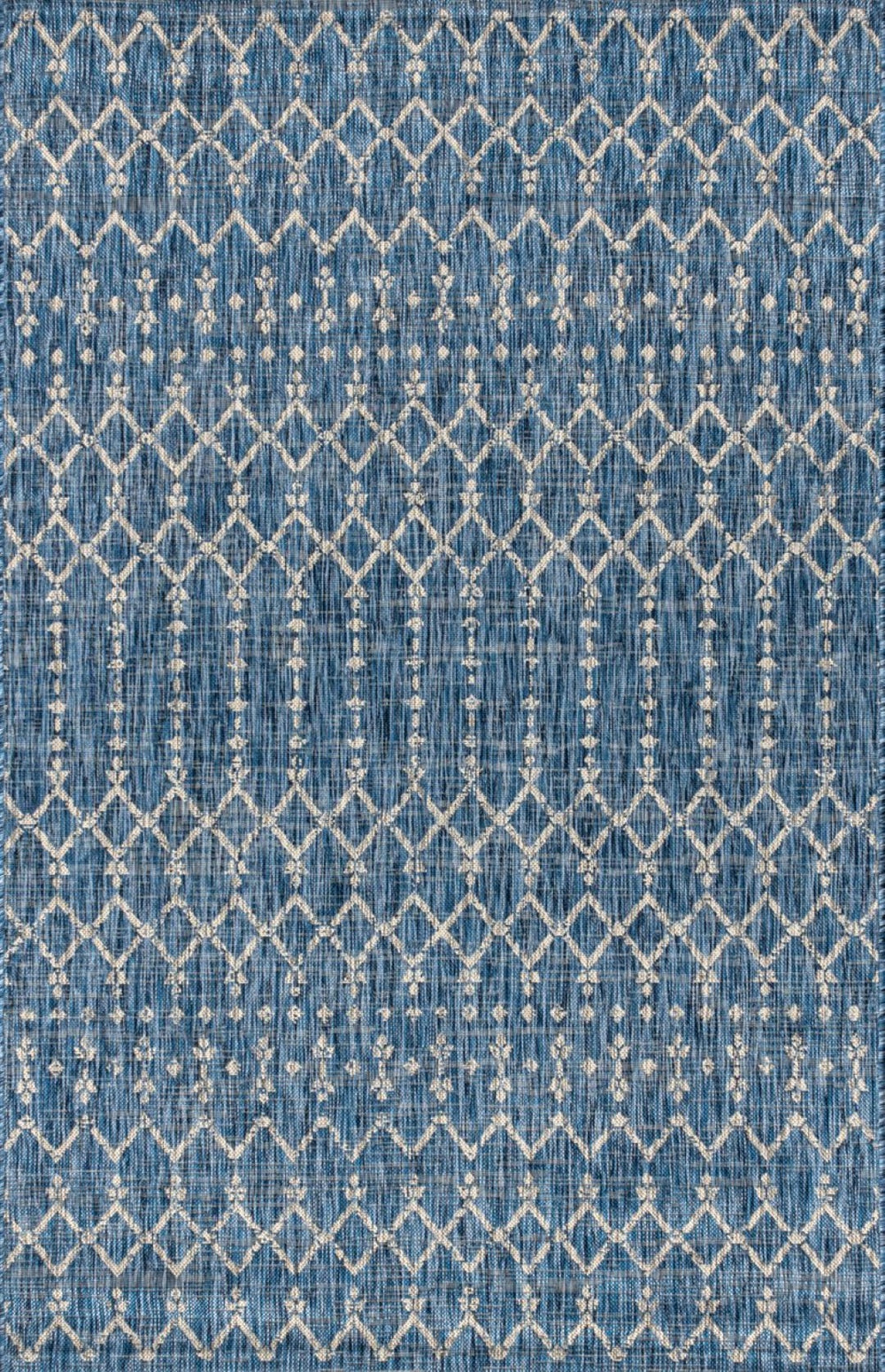 HomeRoots 5' Navy Blue & Light Gray Trellis Area Rug – Stylish Indoor/Outdoor Design for Versatile Spaces! 703951