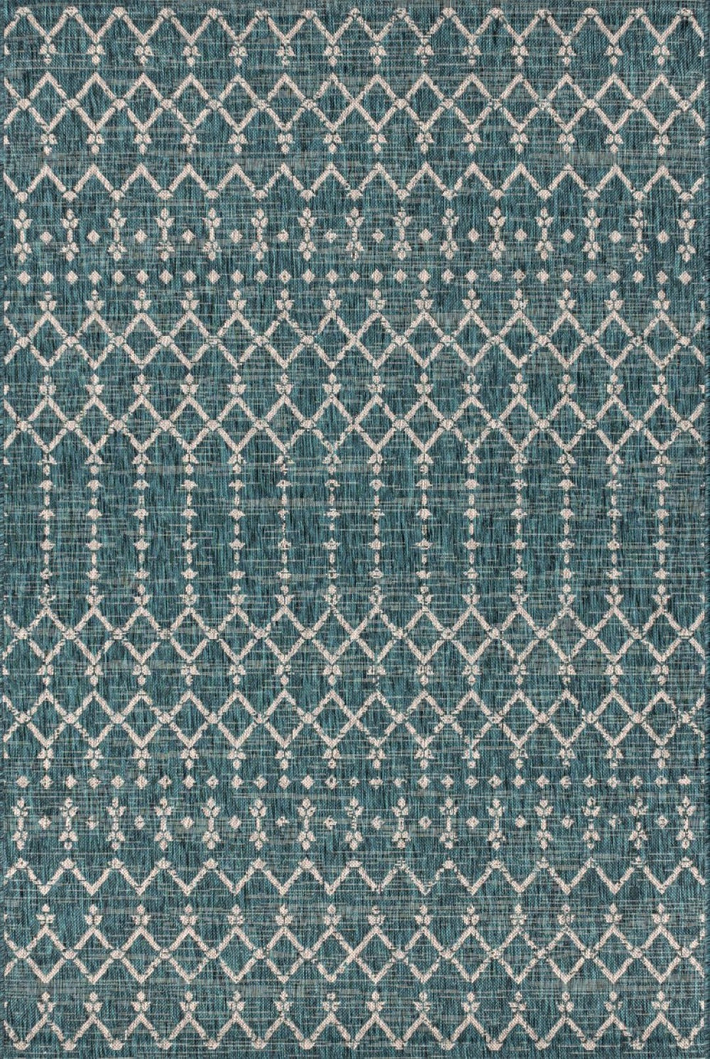 HomeRoots 8' X 10' Trellis Area Rug in Teal Blue and Gray - Stylish, Durable Indoor/Outdoor Home Essential 703957
