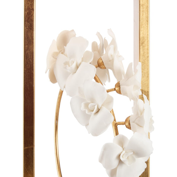Chelsea House Cain Porcelain Orchid Lamp By Bill Cain — Antique Gold Leaf Accent, Matte White Glaze, Statement Light 70396