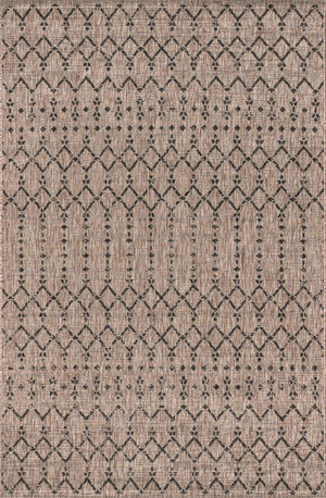 HomeRoots 5' Trellis Area Rug - Chic Natural & Black Design for Indoors & Outdoors, Durable & Easy Care! 703961