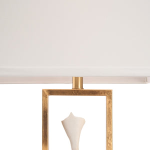 Chelsea House Cain Porcelain Calla Lily Lamp By Bill Cain — Sculptural Matte White & Antique Gold Accent Lighting 70397