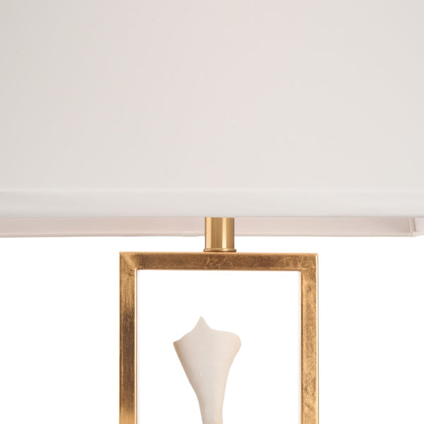 Chelsea House Cain Porcelain Calla Lily Lamp By Bill Cain — Sculptural Matte White & Antique Gold Accent Lighting 70397