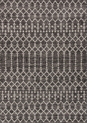 HomeRoots 5' X 8' Black And Gray Trellis Area Rug - Stylish, Durable, Indoor/Outdoor, Low-Maintenance Design 703971