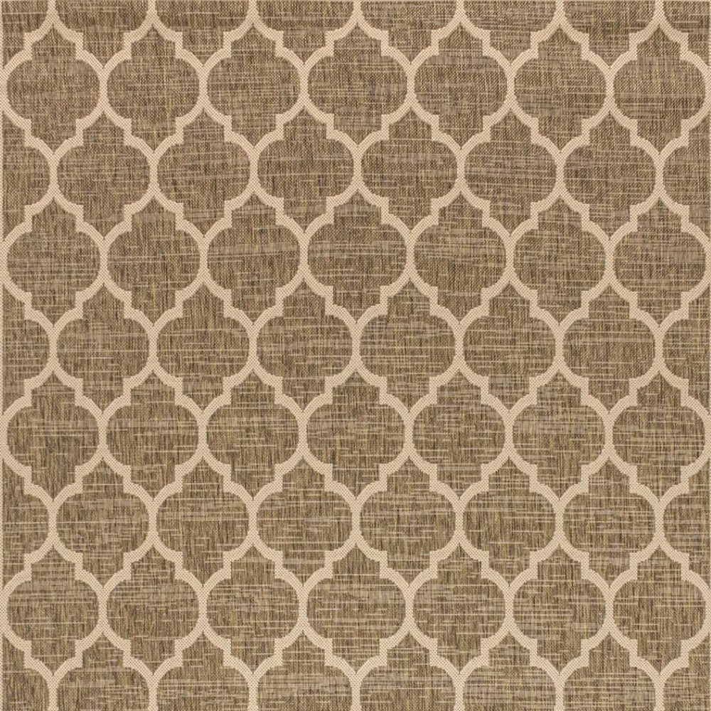 HomeRoots 8' X 10' Brown and Beige Geometric Area Rug - Stylish, Durable, and Easy-Clean for Indoor & Outdoor Use 703977