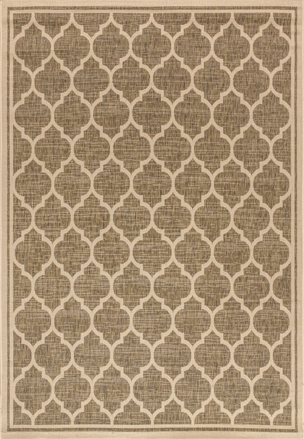 HomeRoots 8' X 10' Brown and Beige Geometric Area Rug - Stylish, Durable, and Easy-Clean for Indoor & Outdoor Use 703977