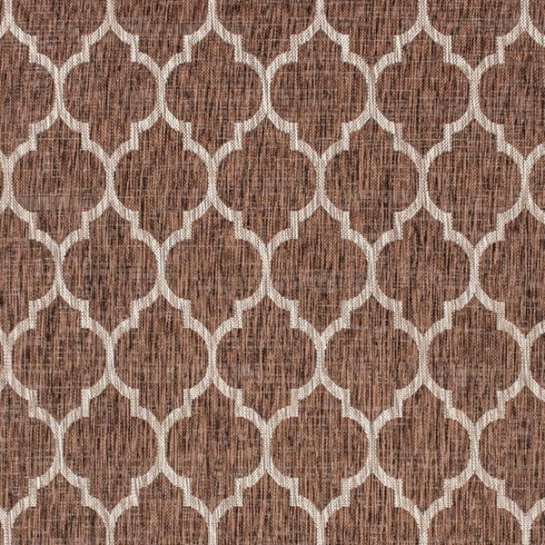 HomeRoots 5' X 8' Stylish Espresso and Taupe Geometric Area Rug - Indoor/Outdoor Durable Design for Modern Spaces 703981