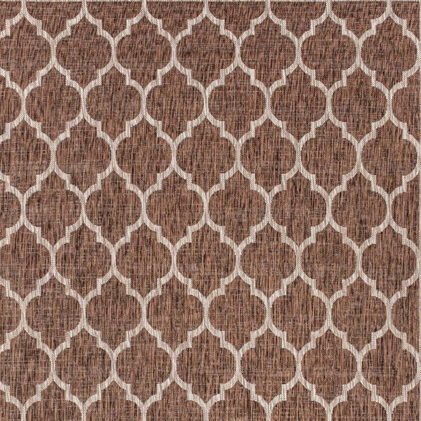 HomeRoots 5' X 8' Stylish Espresso and Taupe Geometric Area Rug - Indoor/Outdoor Durable Design for Modern Spaces 703981