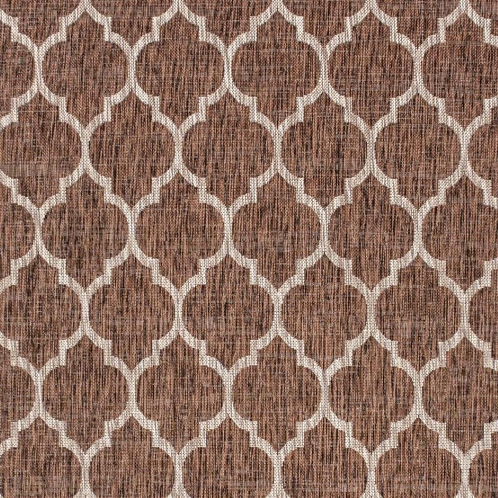 HomeRoots 8' Geometric Espresso and Taupe Area Rug - Stylish Indoor/Outdoor Accent for Modern Spaces 703982