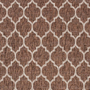HomeRoots 8' Geometric Espresso and Taupe Area Rug - Stylish Indoor/Outdoor Accent for Modern Spaces 703982