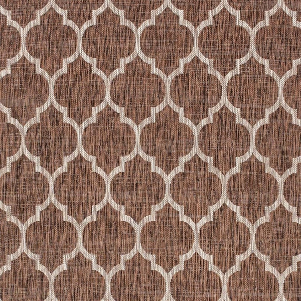 HomeRoots 8' Geometric Espresso and Taupe Area Rug - Stylish Indoor/Outdoor Accent for Modern Spaces 703982