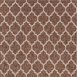 HomeRoots 8' Geometric Espresso and Taupe Area Rug - Stylish Indoor/Outdoor Accent for Modern Spaces 703982