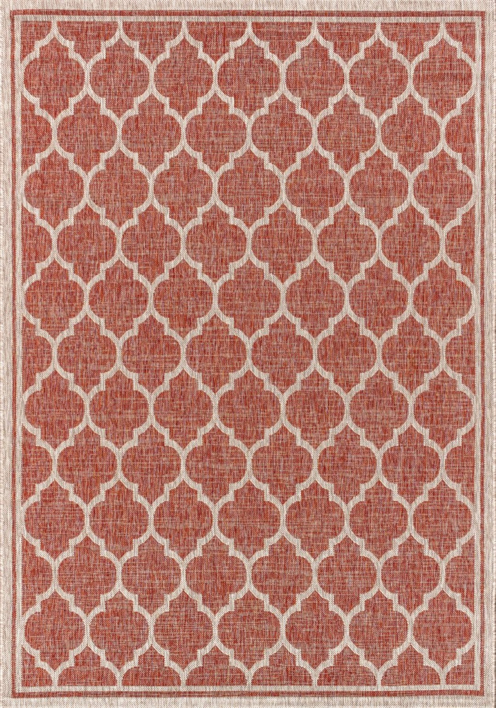 HomeRoots 5' Geometric Red and Beige Area Rug - Indoor/Outdoor Durable, Low Maintenance, Stylish Décor Option 703986