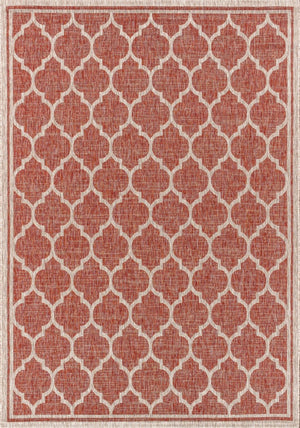 HomeRoots 5' Geometric Red and Beige Area Rug - Indoor/Outdoor Durable, Low Maintenance, Stylish Décor Option 703986
