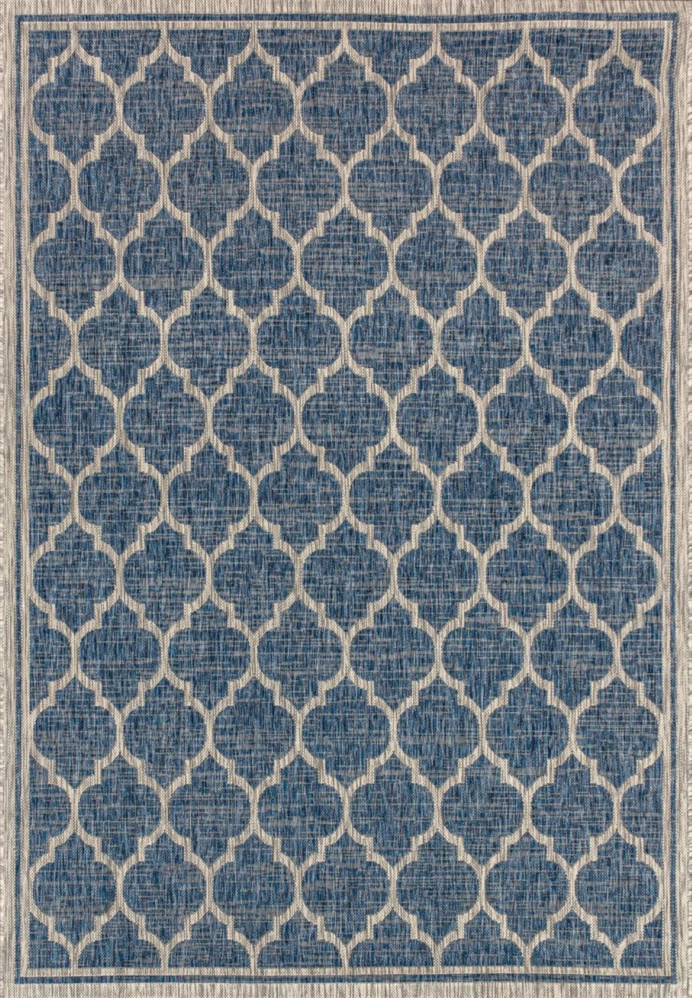 HomeRoots 8' X 10' Stylish Navy Blue & Gray Geometric Area Rug - Durable, Low-Pile, Ideal for Indoor/Outdoor Use 703992