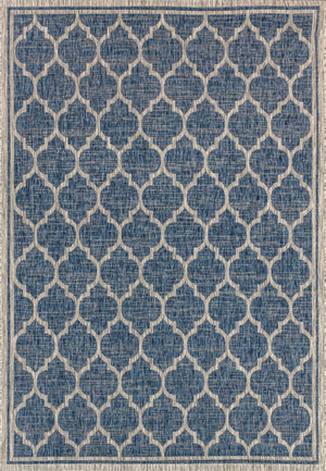 HomeRoots 8' X 10' Stylish Navy Blue & Gray Geometric Area Rug - Durable, Low-Pile, Ideal for Indoor/Outdoor Use 703992