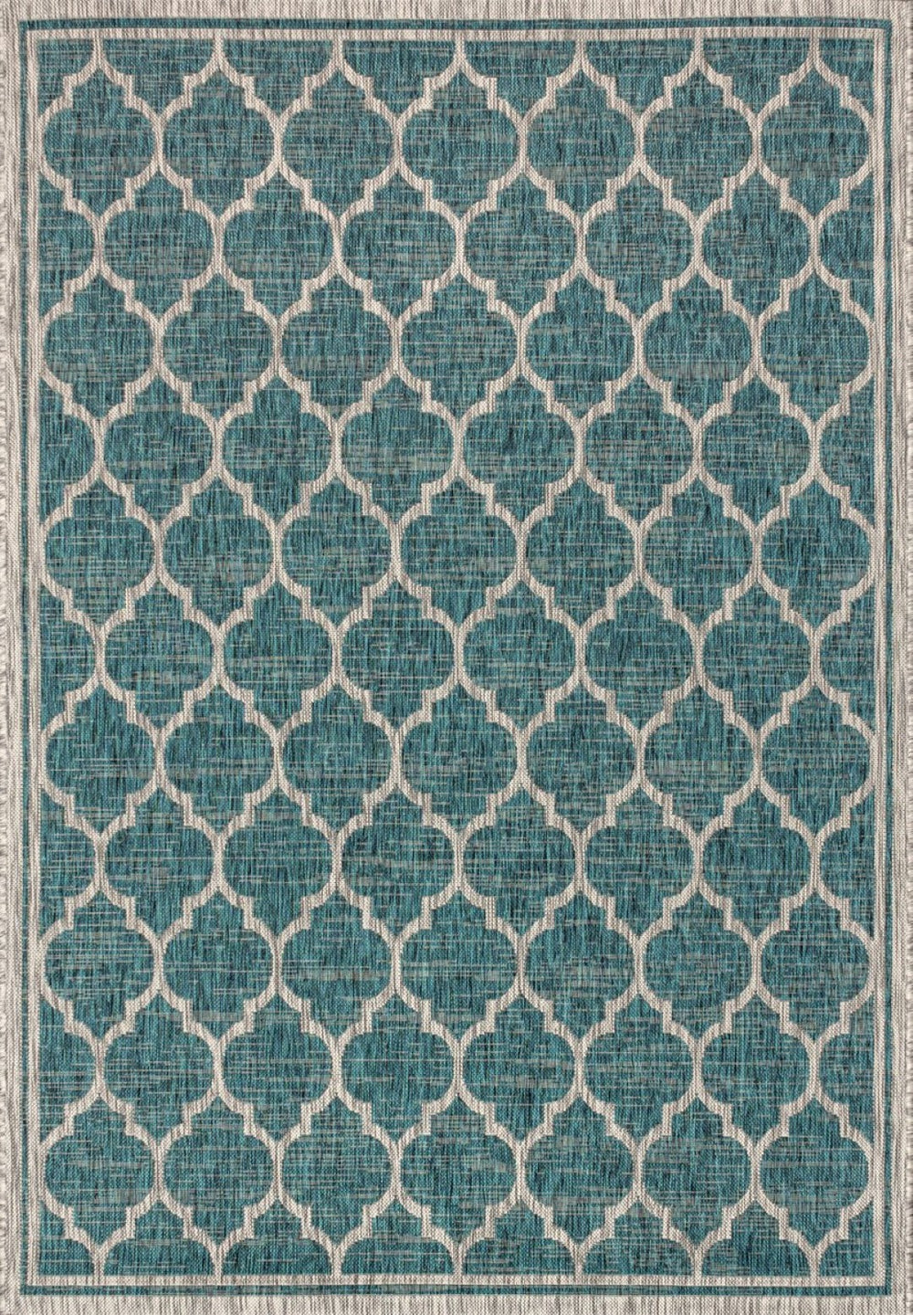 HomeRoots 8' Teal Blue & Gray Geometric Area Rug - Durable, Low-Pile Design for Indoor & Outdoor Spaces! 703997