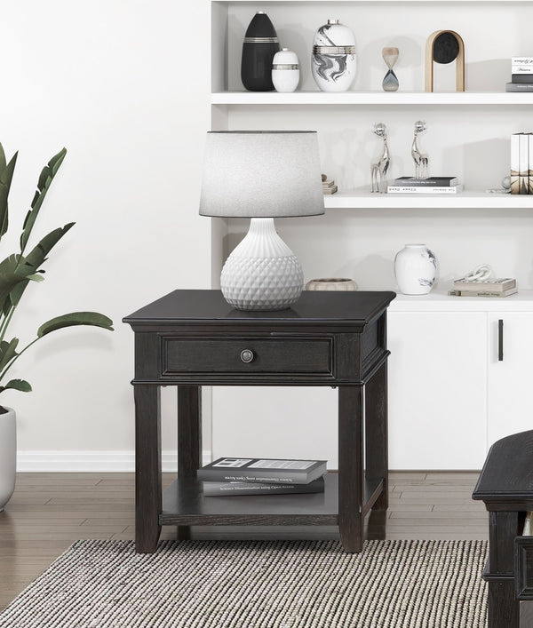 English Elm Living Lift-Top Coffee Table with Hidden Storage, Dovetail Drawer, Open Shelves, Casters & Pewter Knobs Charcoal 27.75 L x 31.25 W x 11.25 H B011P298851