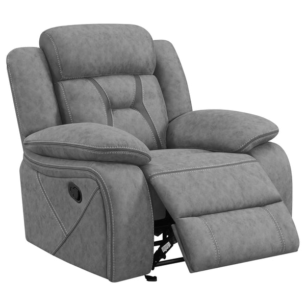 English Elm Endra Grey Upholstered Glider Recliner Chair with Pocket Coil Support, Soft Padding, Modern Neutral Elegance B062P328636