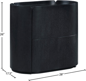 Meridian Furniture Everett Oak Veneer Nightstand with Raised Edge for Modern Bedroom Storage and Style Black 703Black-NS