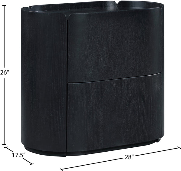 Meridian Furniture Everett Oak Veneer Nightstand with Raised Edge for Modern Bedroom Storage and Style Black 703Black-NS