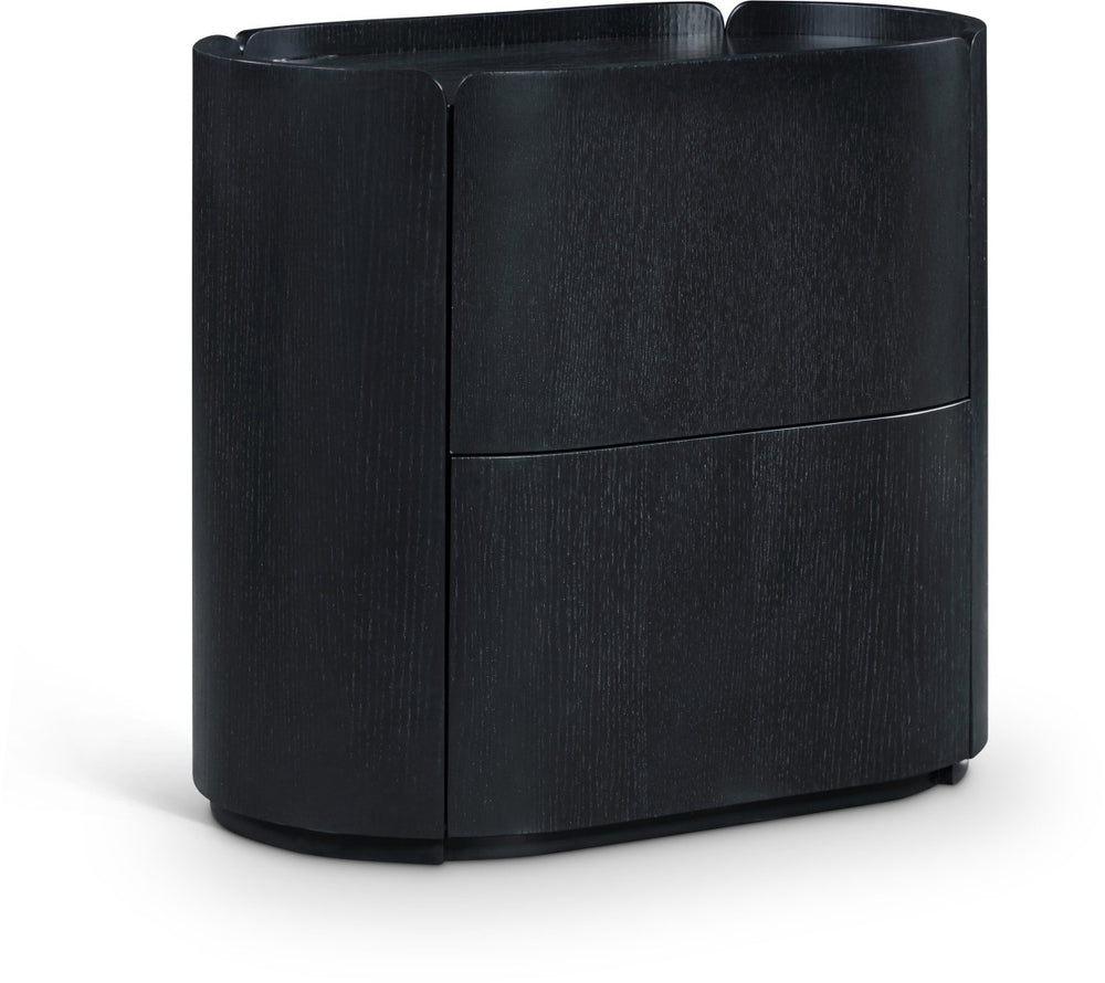 Meridian Furniture Everett Oak Veneer Nightstand with Raised Edge for Modern Bedroom Storage and Style Black 703Black-NS