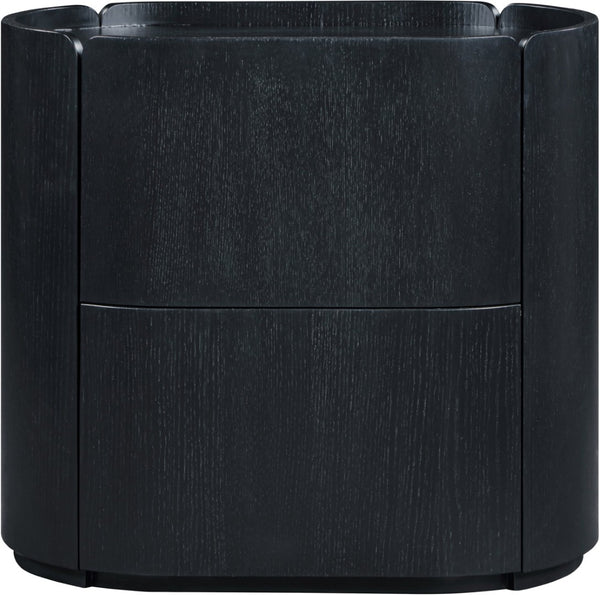 Meridian Furniture Everett Oak Veneer Nightstand with Raised Edge for Modern Bedroom Storage and Style Black 703Black-NS