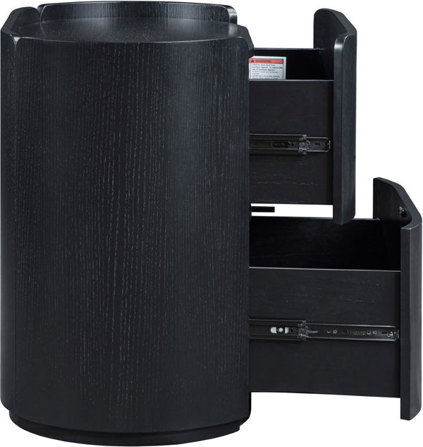 Meridian Furniture Everett Oak Veneer Nightstand with Raised Edge for Modern Bedroom Storage and Style Black 703Black-NS