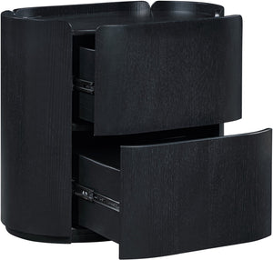 Meridian Furniture Everett Oak Veneer Nightstand with Raised Edge for Modern Bedroom Storage and Style Black 703Black-NS