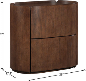 Meridian Furniture Everett Oak Veneer Nightstand with Raised Edge for Modern Bedroom Storage and Style Brown 703Brown-NS