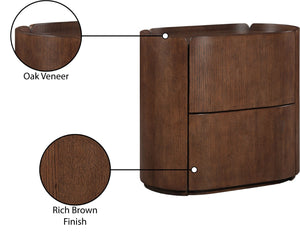 Meridian Furniture Everett Oak Veneer Nightstand with Raised Edge for Modern Bedroom Storage and Style Brown 703Brown-NS