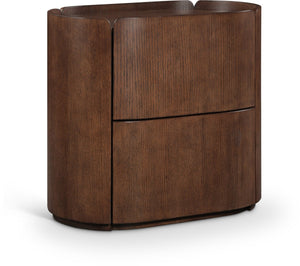 Meridian Furniture Everett Oak Veneer Nightstand with Raised Edge for Modern Bedroom Storage and Style Brown 703Brown-NS