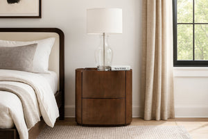 Meridian Furniture Everett Oak Veneer Nightstand with Raised Edge for Modern Bedroom Storage and Style Brown 703Brown-NS