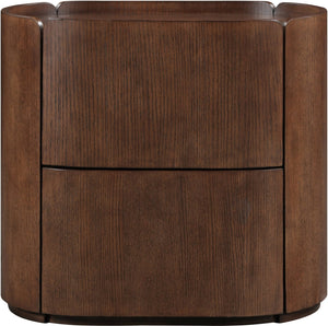 Meridian Furniture Everett Oak Veneer Nightstand with Raised Edge for Modern Bedroom Storage and Style Brown 703Brown-NS