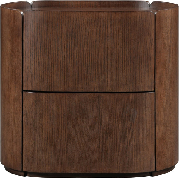 Meridian Furniture Everett Oak Veneer Nightstand with Raised Edge for Modern Bedroom Storage and Style Brown 703Brown-NS