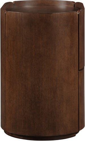 Meridian Furniture Everett Oak Veneer Nightstand with Raised Edge for Modern Bedroom Storage and Style Brown 703Brown-NS
