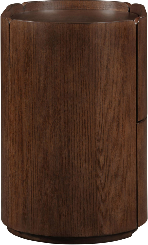 Meridian Furniture Everett Oak Veneer Nightstand with Raised Edge for Modern Bedroom Storage and Style Brown 703Brown-NS