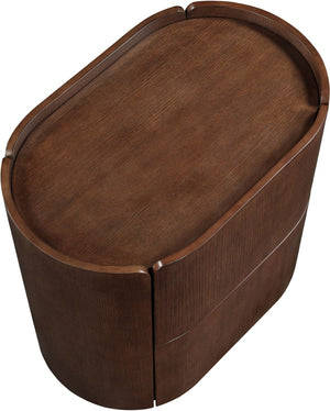 Meridian Furniture Everett Oak Veneer Nightstand with Raised Edge for Modern Bedroom Storage and Style Brown 703Brown-NS