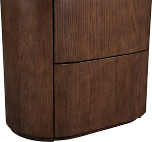 Meridian Furniture Everett Oak Veneer Nightstand with Raised Edge for Modern Bedroom Storage and Style Brown 703Brown-NS